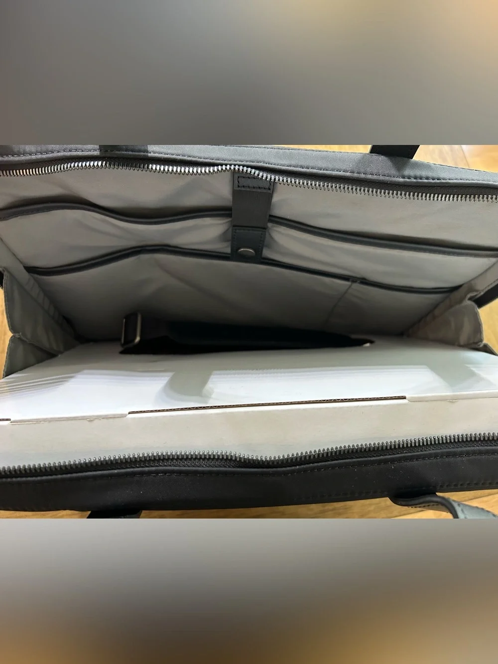 NWOT Away Black Carry Handle Briefcase with shoulder strap - minor scratch back